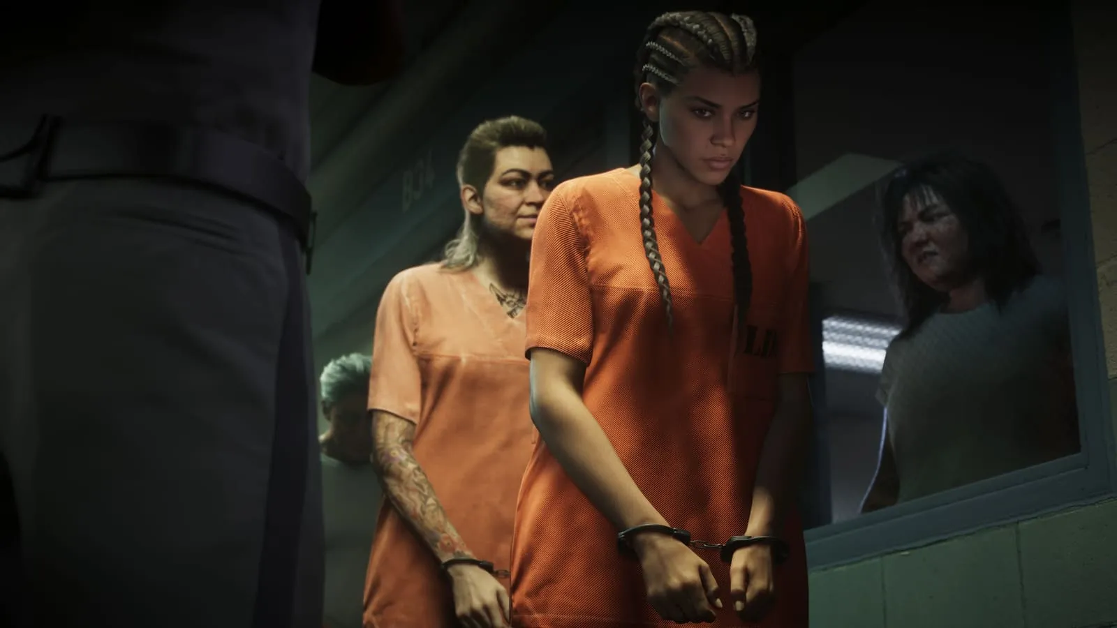 In the orange jumpsuit of the Leonida Penitentiary.
