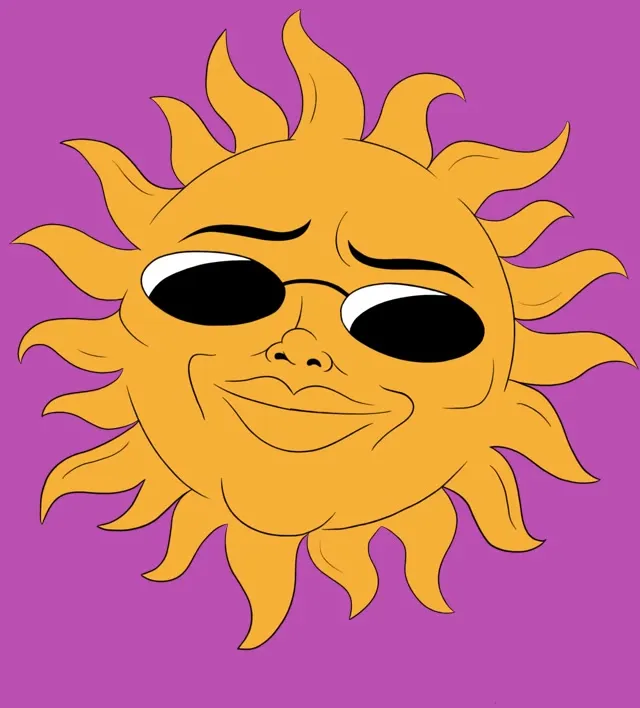 A smiling sun in sunglasses