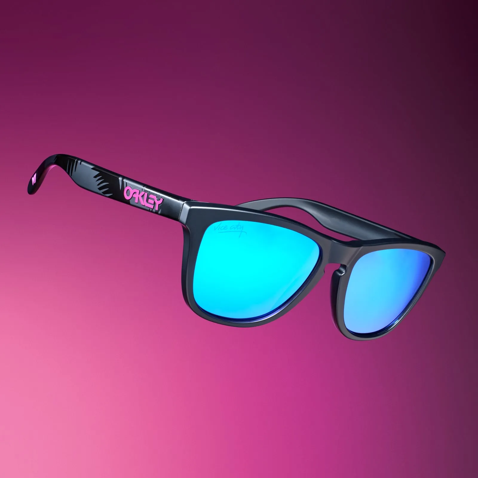 Matte black sunglasses with turquoise mirrored lenses